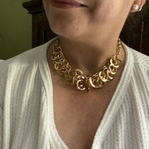 Gold tone necklace of circles
